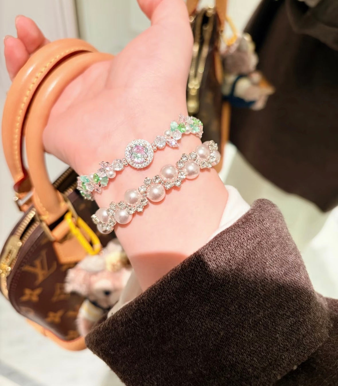 Pearl Crystal Beaded Bracelet | Dainty Gemstone Jewellery for Women