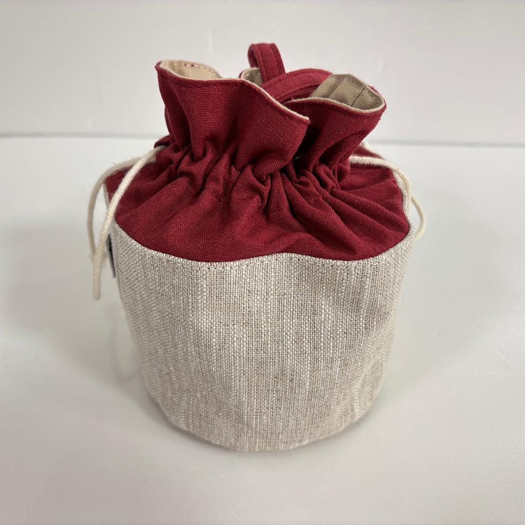 Drawstring Ramie Bucket Bag in Xiabu ramie textile, view 2