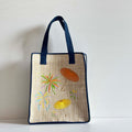 Firework Embroidered Mini Ramie Tote in Xiabu ramie textile
