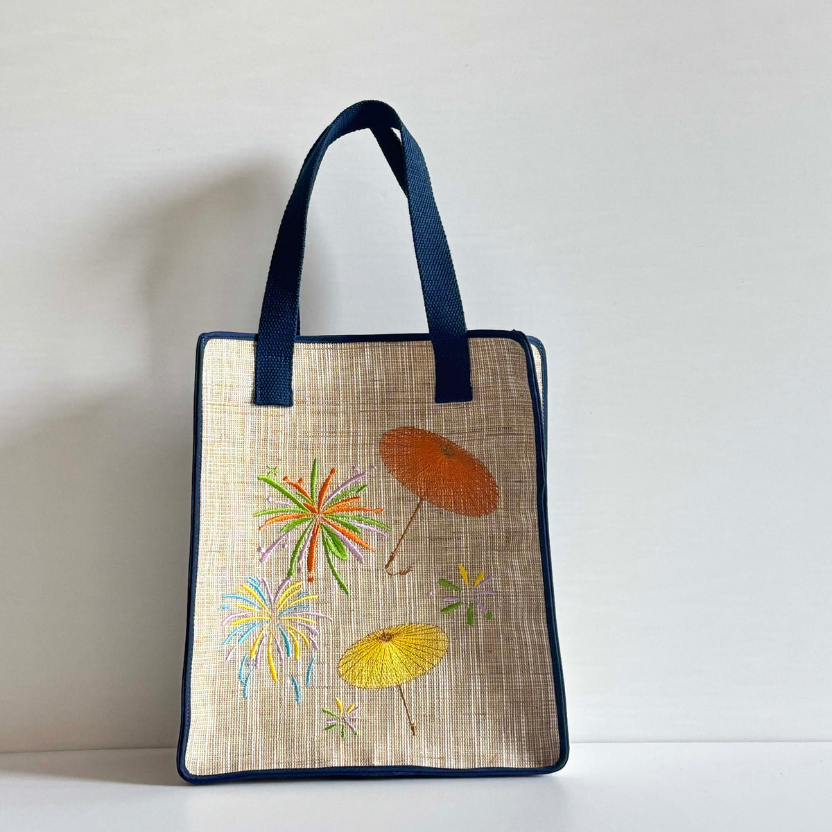 Firework Embroidered Mini Ramie Tote in Xiabu ramie textile