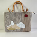 Mountain Appliqué Ramie Handbag in Xiabu ramie textile