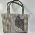Cat Appliqué Ramie Tote Bag in Xiabu ramie textile