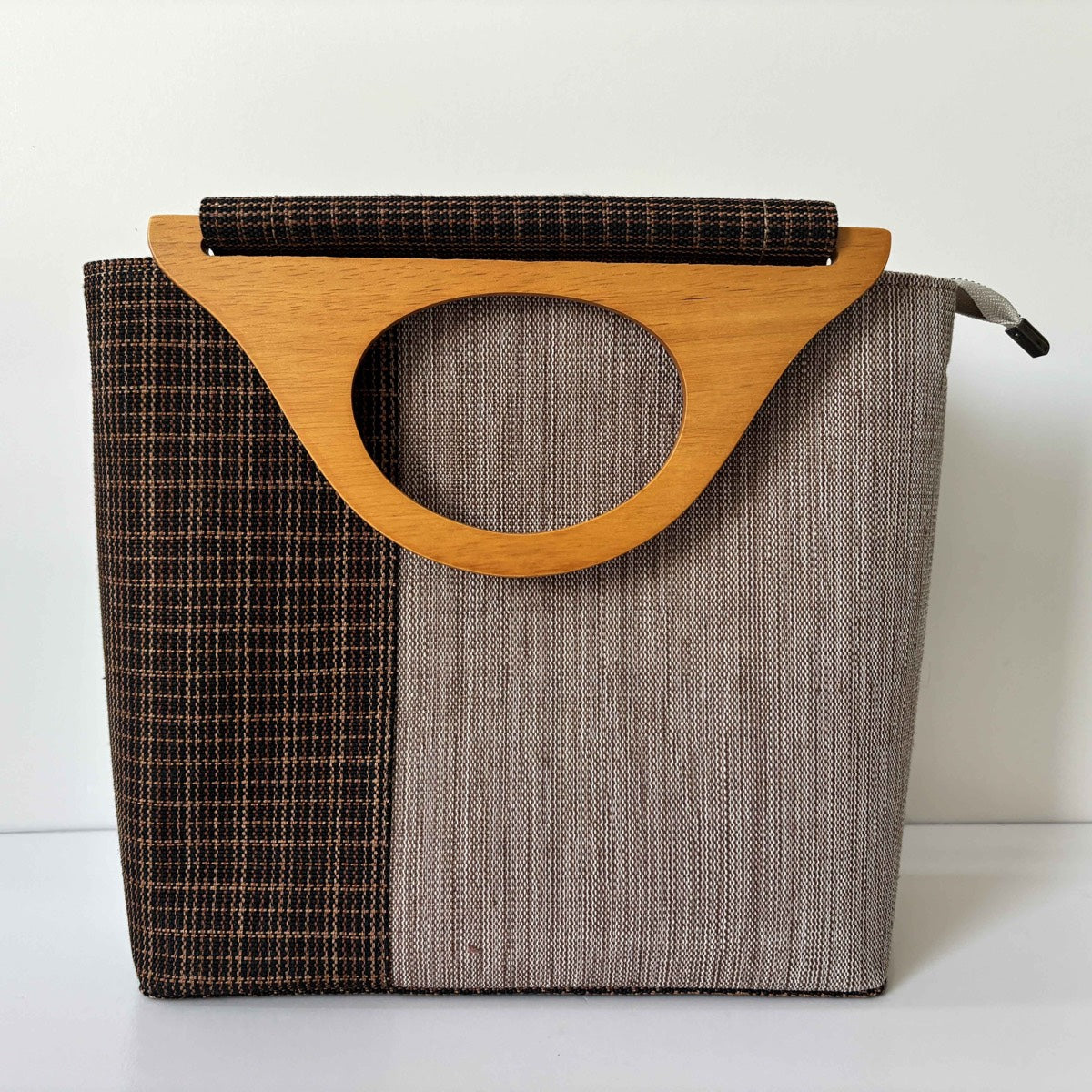 Sculptural Wood-Handle Ramie Tote