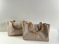 Bamboo-Handle Ramie Messenger Bag design options shown in Xiabu ramie textile