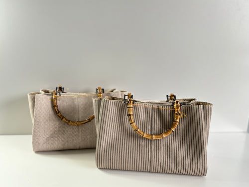 Bamboo-Handle Ramie Messenger Bag design options shown in Xiabu ramie textile