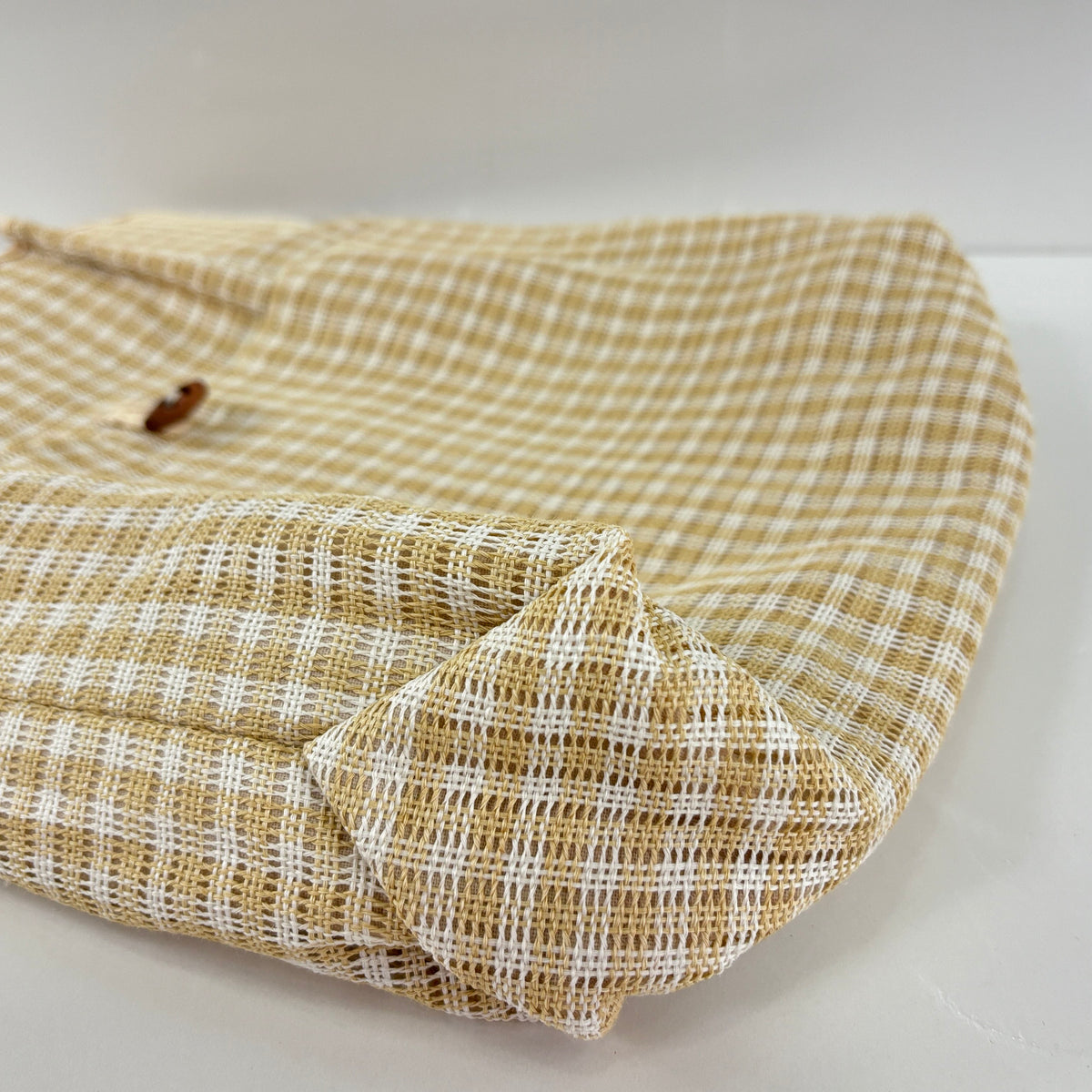Ochre Plaid Ramie Shoulder Tote in Xiabu ramie textile, view 2