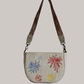 Compact Firework Embroidered Ramie Shoulder Bag in Xiabu ramie textile