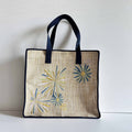 Firework Embroidered Ramie Shoulder Tote