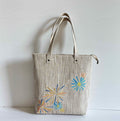 Firework Embroidered Ramie Everyday Tote in Xiabu ramie textile