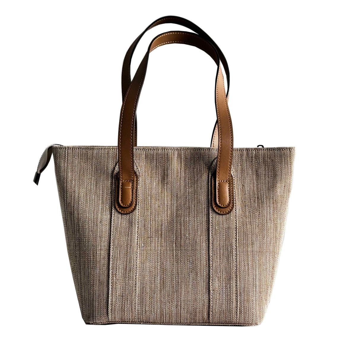 Minimal Brown Ramie Tote Bag in Xiabu ramie textile