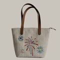 Firework Embroidered Ramie Handbag in Xiabu ramie textile