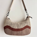 Wave Patchwork Ramie Shoulder Bag in Xiabu ramie textile
