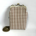 Plaid Kiss-Lock Ramie Phone Bag in Xiabu ramie textile