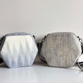 Hexagonal Ramie Crossbody Bag design options shown in Xiabu ramie textile