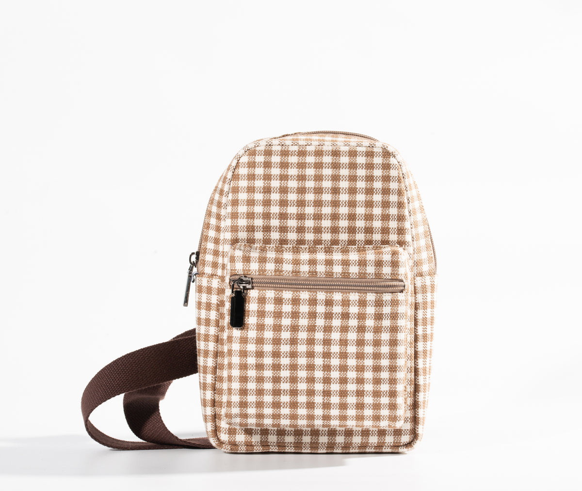 Plaid Ramie Sling Bag in Xiabu ramie textile