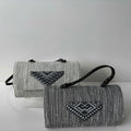 Geometric-Pocket Ramie Mini Handbag design options shown in Xiabu ramie textile