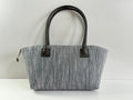 Black-and-Natural Ramie Handbag in Xiabu ramie textile