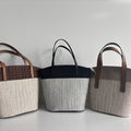 Colorblock Ramie Everyday Tote design options shown in Xiabu ramie textile