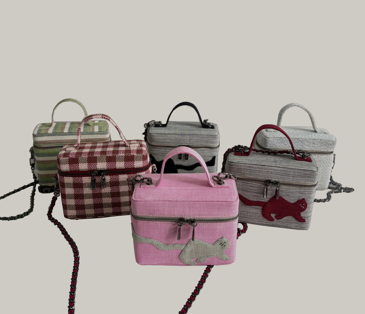 Mini Box Ramie Top-Handle Crossbody Bag design options shown in Xiabu ramie textile