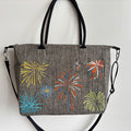 Firework Embroidered Ramie Travel Tote in Xiabu ramie textile