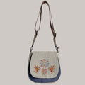 Firework Embroidered Ramie Saddle Bag in Xiabu ramie textile
